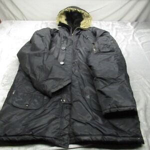 Rothco N-3B Parka Men XXL Black Extreme Cold Weather Fur Hood Zip Insulated VTG